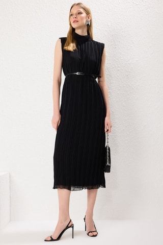 Vestido plissado - Preto