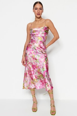 Vestido midi - Rosa e verde