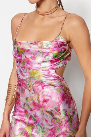 Vestido midi - Rosa e verde