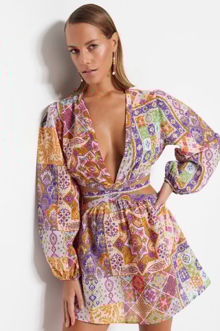 Vestido de praia - Laranja e violeta