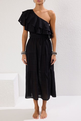 Vestido de praia assimétrico - Preto