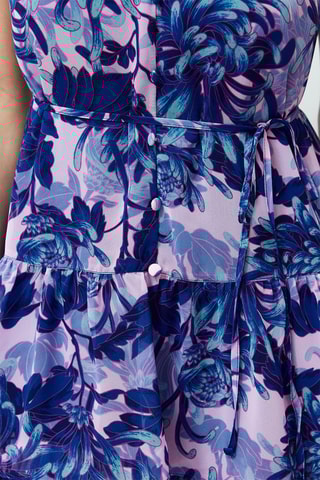 Vestido com folhos - Azul