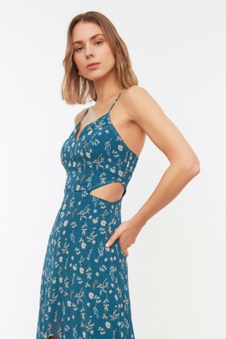 Vestido comprido - Azul-petróleo