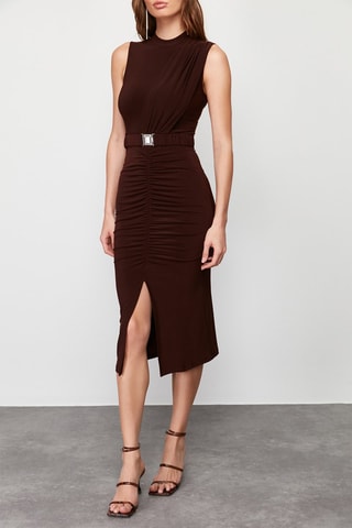 Vestido justo - Castanho