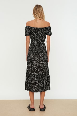 Vestido midi Preto e branco