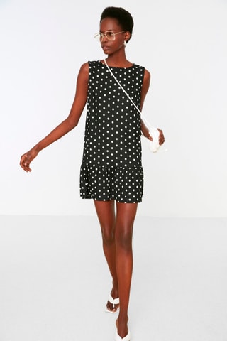 Vestido de cintura baixa Preto e branco