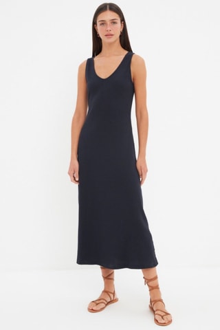 Vestido midi - Azul-marinho