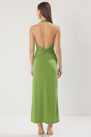 Vestido drapeado - Verde-azeitona