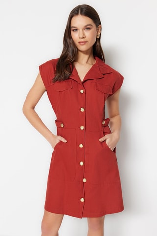 Vestido direito Vermelho-tijolo