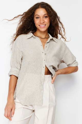 Camisa oversize - Verde-água e branco