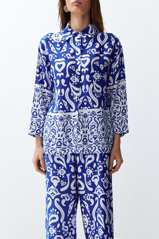 Camisa e calças de cintura subida - Azul-real