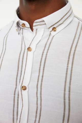 Camisa às riscas Branco e azeitona