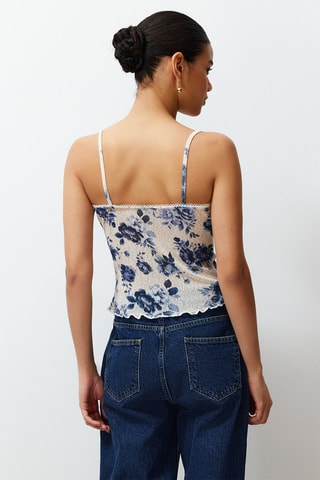 Camisola interior - Branco e azul-cobalto