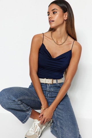 Camisola interior drapeada - Azul