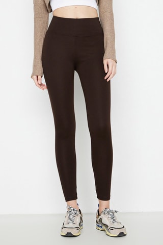 Leggings de cintura subida Castanho