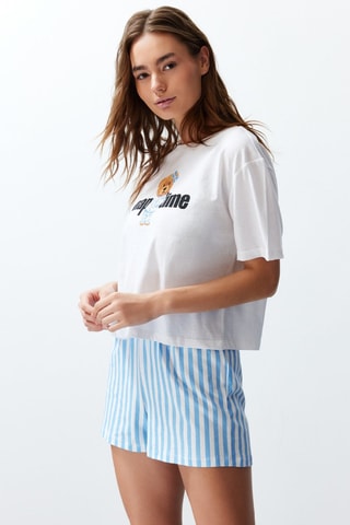 Pijama - Branco e azul