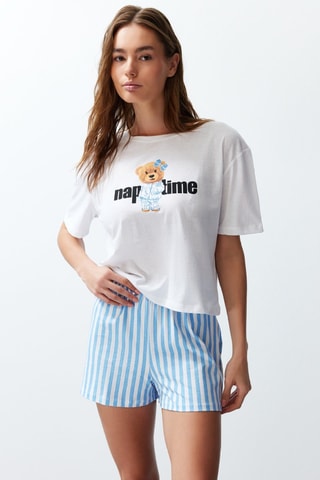 Pijama - Branco e azul