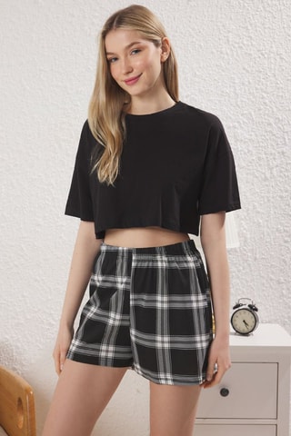 3 calções de pijama cintura subida - Preto