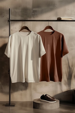 2 t-shirts oversize - Castanho e bege