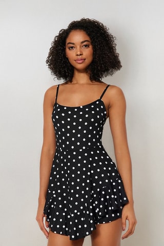 Macacão curto - Preto e branco