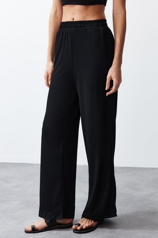 Quimono e calças de cintura subida - Preto