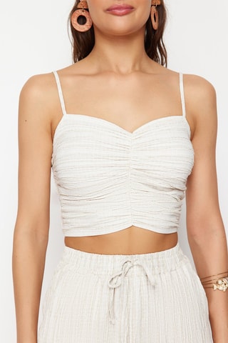 Crop top e calças - Cru