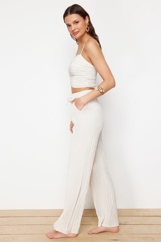 Crop top e calças - Cru