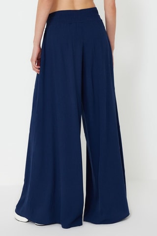 Calças de praia cintura subida - Azul-marinho