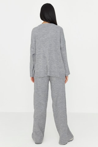 T-shirt e calças wide legs - Cinzento