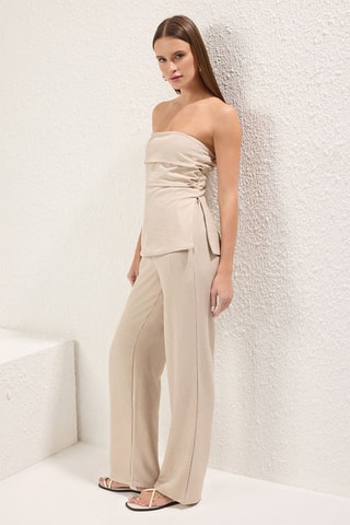 Top corpete regular e calças regular - Bege