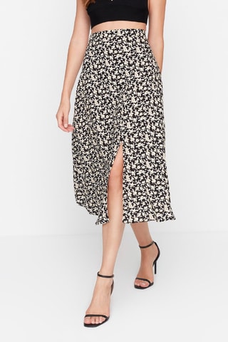 Saia midi cintura subida Preto