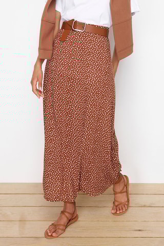 Saia comprida de cintura subida - Castanho
