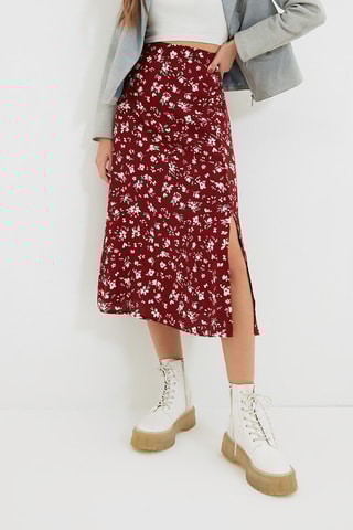 Saia midi cintura subida Bordô