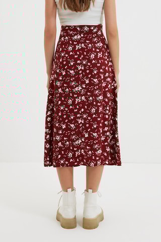 Saia midi cintura subida Bordô