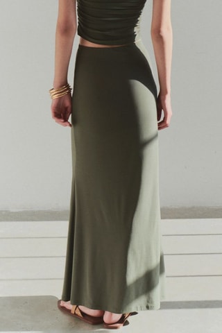 Saia comprida de cintura alta - Caqui