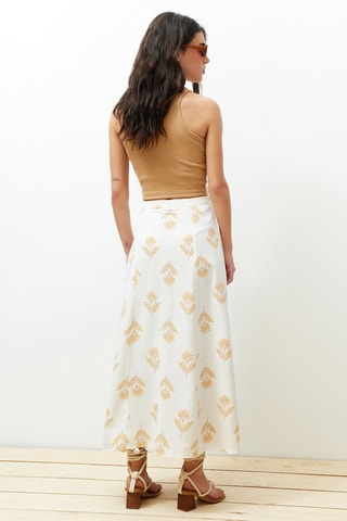 Saia midi de linho - Cru