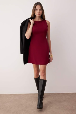 Vestido estilo patinadora - Bordô