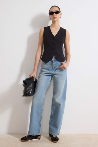 Calças de ganga de perna larga - Azul-claro