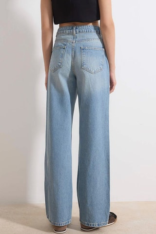 Calças de ganga de perna larga - Azul-claro