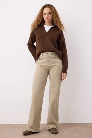 Jeans de perna larga - Bege