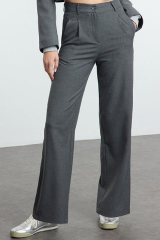 Calças de cintura alta - Cinzento-escuro