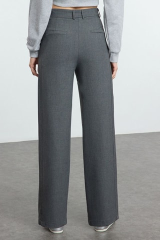 Calças de cintura alta - Cinzento-escuro