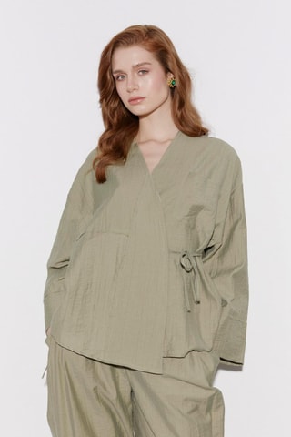 Quimono e calças 7/8 - Caqui