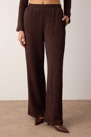 Top e calças em veludo - Castanho