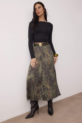 Saia plissada - Verde-escuro