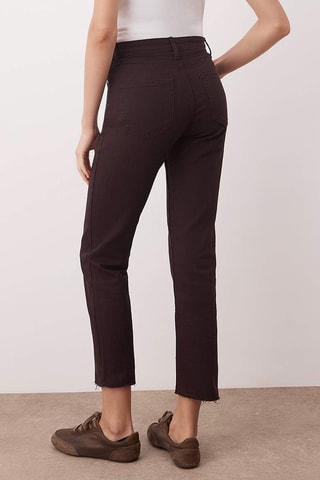 Calças de ganga mom 7/8 cintura alta - Castanho