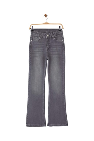 Calças de ganga flare de cintura alta - Cinzento