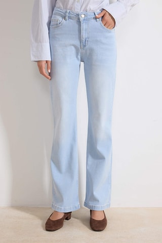 Calças de ganga flare de cintura alta - Azul-claro