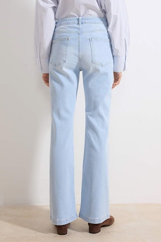 Calças de ganga flare de cintura alta - Azul-claro