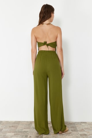 Top caicai e calças - Caqui